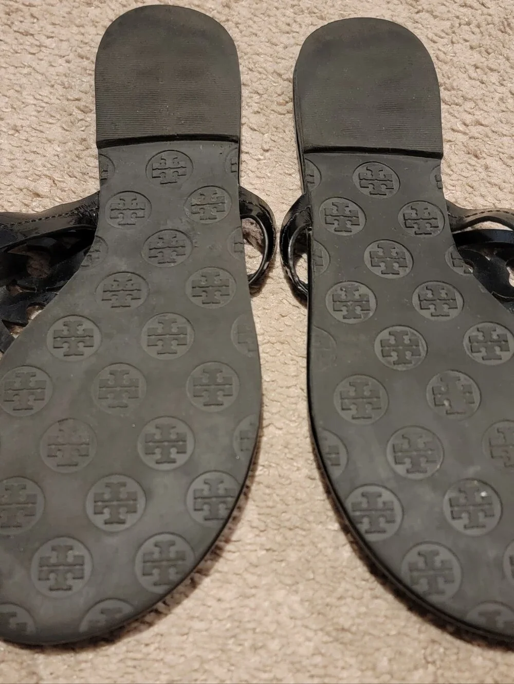 Tory Burch Miller Black Patent Leather Sandals Size 11